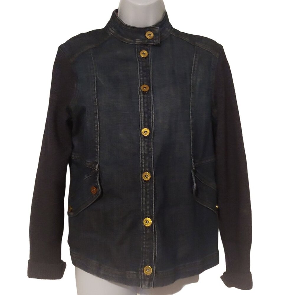 St. John Sport Denim Comfy L-Sleeve Button Jacket S